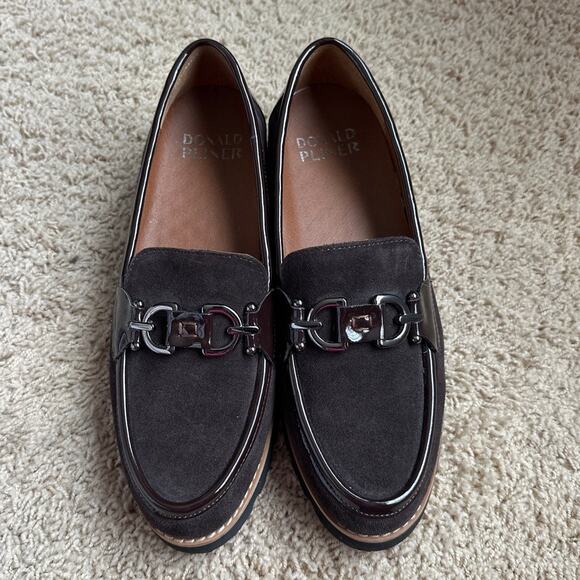 Donald Pliner Women's Clio Dark Brown Suede Patent Trim Loafers Size 7.5 M - Picture 2 of 9